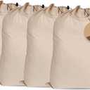 LFH Home 100% Cotton Canvas Large Laundry Bag with Drawstring and Handles Heavy Duty, Multi-Use, and Washable for Home, Travel, College or Storage 20x30 (Pack of 6)-Natural