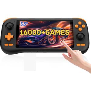 kinhank K56 Retro Handheld Game Console, Support 16000+ Games, Equipped with 128G TF Card, Android 14.0 System, Portable Retro Video Game Console, 5.5 Inch IPS Touch Screen, 2.4G/5G, BT 5.0 (128GB)