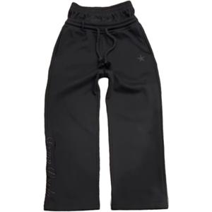 Double Waisted Sweatpants Men Y2k Baggy Sweatpants Drawstring Wide Leg Gym Workout Pants Loose Vintage Grunge Pants (Large, Black)