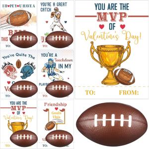 Syhood 36 Set Valentine's Day Football Card and Foam Stress Balls for Kids Valentine's Day School Classroom Exchange Gift Sports Themed Events Party Prizes Favor Supplies