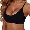 Verdusa Women's Scoop Neck Spaghetti Strap Seamless Bra Top Crop Bralette, S size