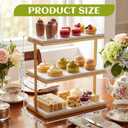 Yungyan 3 Tier Marble Charcuterie Board White and Gold Frame Stand Marble Cake Stand Versatile Serving Display Tray for Weddings Showers Anniversaries Parties Modern Home Decoration, 13.78 x 11.81 x 6.69 In