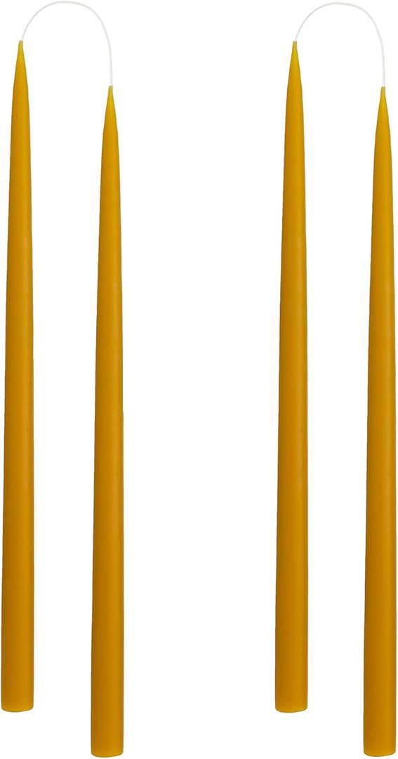 Kunstindustrien® Taper Candles – Set of 4, 13.8" – Made in Denmark, Long Burning Candles 15h, Unscented & Smokeless Candlesticks – Elegant Tall Candles for Weddings, Dinners & Home Decor (Honey)