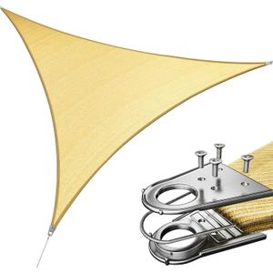 Royal Shade 28' x 28' x 28' Beige Triangle Super Ring Sun Shade Sail Canopy RSAWTN, Heavy Duty Durable Structure, Reinforced Corners & Edges, 260 GSM Permeable Fabric (We Make Custom Size)