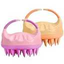 HEETA Silicone Bristles Scalp Scrubber & Massager for Hair Growth, Dandruff Removal & Relaxation - Shampoo Brush with Wet/Dry Hair (Pink & Orange)