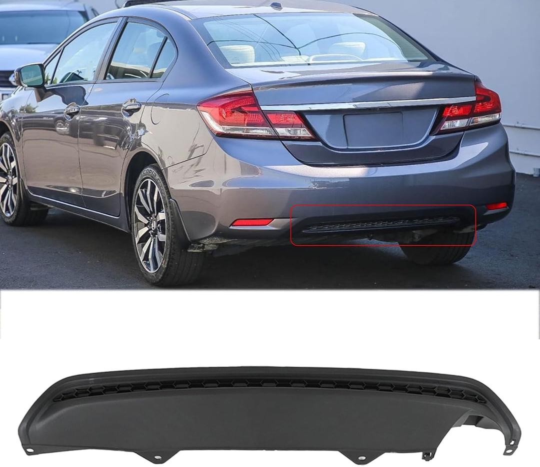 MUNALP Rear Lower Bumper for Honda Civic 13-15 | Rear Diffuser for Honda Civic Textured Black PP OE 04716TR3A90 HO1195101 Bolt-On