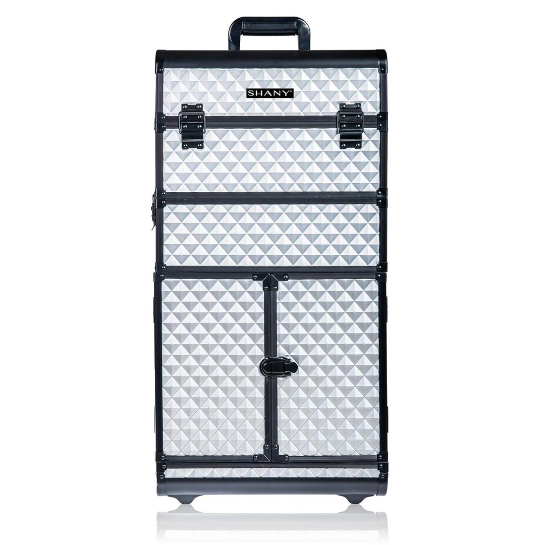 SHANY REBEL Series Pro Makeup Artists Rolling Train Case - Trolley Case - Metallic Bond (SILVER)