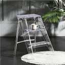 Acrylic Folding Step Stool for Adults,Portable 3 Step Ladder with Anti-Slip Steps, No Assembly 350lbs Capacity Foot Stool, Modern Decorative Display Rack, Plant Stand, Photography Props
