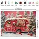 Christmas Winter Red Truck Snowscape Photography Background Merry Christmas Cane Candy Banner Decor Winter Snow Scene Merry Christmas New Year Eve Party Backdrop (5x3feet)