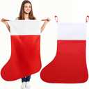 Shinymoon 2 Pcs 54" Jumbo Giant Felt Christmas Stockings, Oversized Red and White Large Christmas Stockings for Xmas Gift Candy Storage Holiday Party Family Home Decoration Supply
