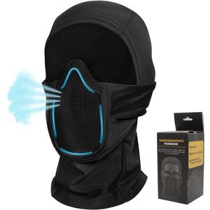 Qavctw Tactical Balaclava Mask Full Face Airsoft Mask with Mesh Mouth Guard Lightweight Breathable for Airsoft Motorcycle Snowboarding Outdoor Sports (Black-Style1)