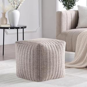 Get Set Style Stuffed Pouf Ottoman,Boucle Ottoman Pouf for Living Room Decorative Floor Poufs Ottoman Foot Stool Corner Seat Stools Puffs with Filling