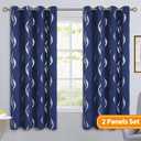 BGment Wavy Navy Blue Blackout Curtains 63 Inch Length 2 Panels Set, Thermal Insulated Privacy Grommet Window Drapes for Kids Boys Bedroom, 52 x 63 Inch