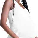 Motherhood Maternity Women's Side Ruched Scoop Neck Pregnancy Tank Top (White, XS)
