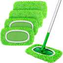 HOMEXCEL Reusable Microfiber Mop Pads,Mop Pads Replacements for Wet & Dry Use, Floor Cleaning Sweeping Mopping Pads Refills for Household Cleaning, Pack of 4 (Green)