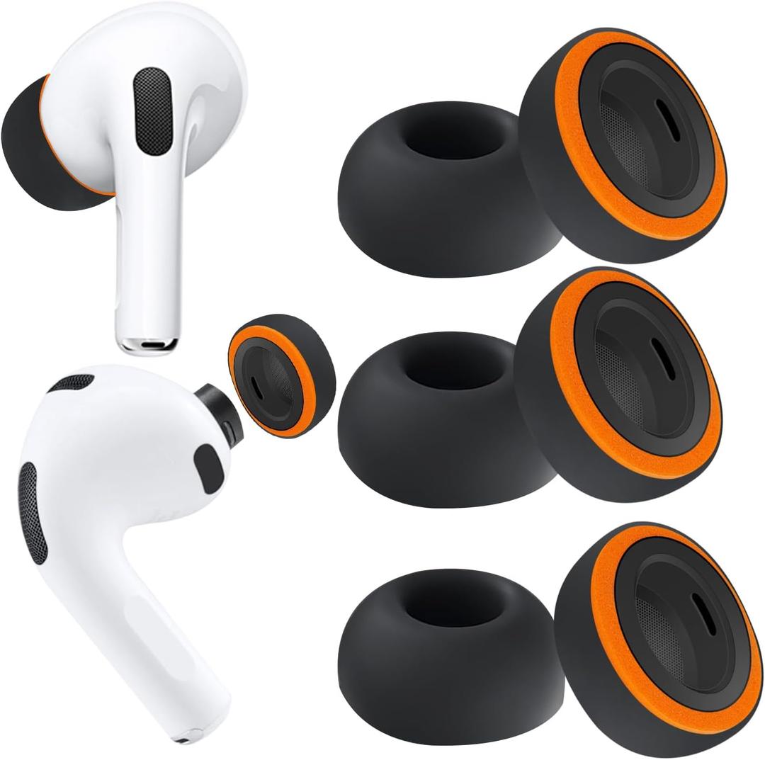 KASOTT 2025 Upgraded for AirPods Pro 3 Memory Foam&Silicone Hybrid Ear Tips, Ultimate Comfort, Anti-Slip Eartips, Superior Noise Isolation, Fits in The Charging Case, 3 Pairs (Black, Large)