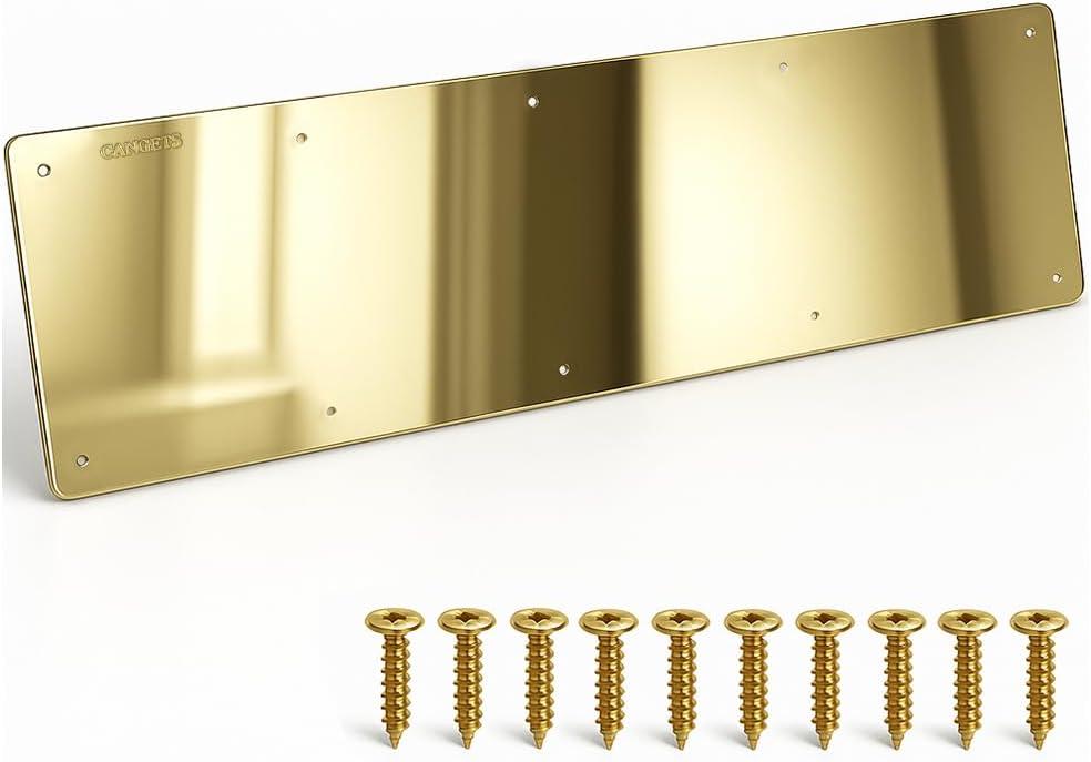 Door Kick Plate, Metal Kickplate for Bottom of Door,6x34 inch Aluminum Metal Plate Rounded Corners for Interior and Exterior Doors (Gold)
