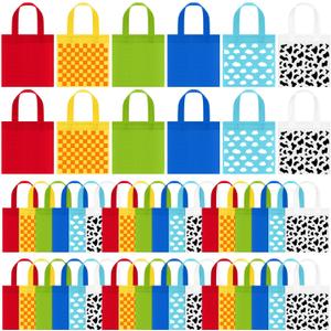 Locmeo 48 Pcs Cartoon Party Favor Bags Cartoon Birthday Party Decorations Blue Sky White Clouds and Cow Print Candy Gift Treat Goodie Bags for Baby Shower Bachelorette Supplies Decoration
