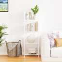 Bookshelf Storage Shelf Small Bookcase Freestanding Storage Stand for Living Room Bedroom, Kitchen, Rust Resistance, Easy Assembly Free Combination Multi-Functional Organizer (4 Tiers, White)