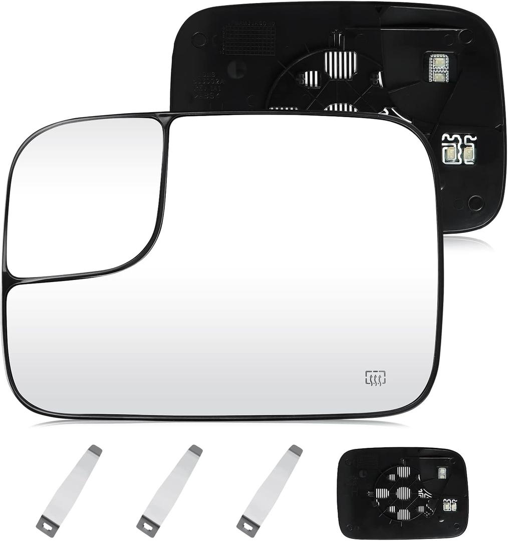 Driver Left Side Mirror Blind Spot Convex Heated Mirror Glass with Rear Holder Fit for 2005-2009 Dodge Ram 1500 2500 3500, Replacement for 5161011AA 5191035AA CH1324121