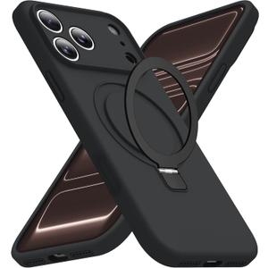 SKYLMW Compatible with iPhone 17 Pro Case with Magnetic Invisible Stand Compatible with Mag-Safe Military Drop Tested Shockproof Silicone iPhone 17 Pro Phone Cases for Women Men 6.3"Black