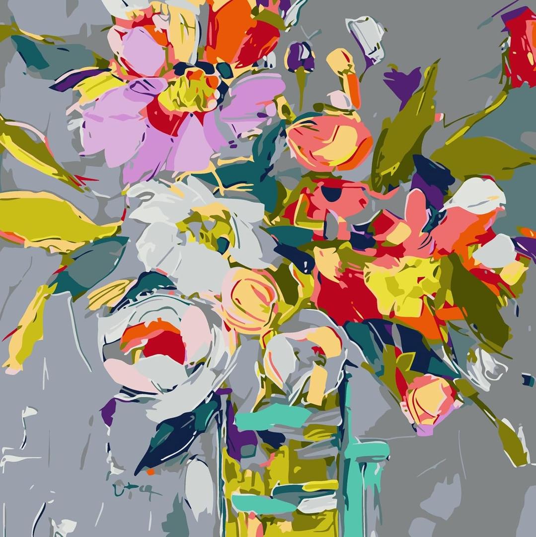 CSZPPQAF Paint by Numbers Kit for Adults Beginner, Flower Paint by Number Kits on Canvas, DIY Easy Acrylic Watercolor Wildflower Oil Painting by Numbers for Home Wall Decor 16X16inch