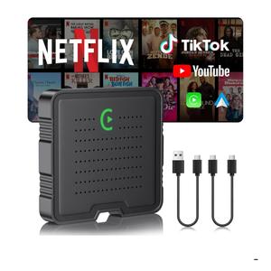2-in-1 Wireless CarPlay Adapter for Streaming Netflix/YouTube/TikTok/TF Card, 2025 Magic Video AI Box & Android Auto Dongle, Plug & Play, Fit with iPhone 8+/iOS10+/Android 11+