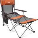 apollo walker Reclining Beach Chair, Adjustable 90-135 Backrest Camping Lounge Chairs for Adults, Folding Chair with Foot Rest & Detachable Pillow - Standard 6-Leg, Orange