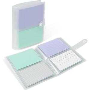 3x5 Index Card Holder Organizer - Clear Card Binder for Flash Card, Note Card Storage, 50 Sheets Plastic Sleeves Indexcard Booklet Folder, Stores Up to 200 Cards