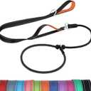 Joytale Tangle-Free Slip Leads for Dogs, 6 FT Slip Leash with Padded Double Handle, Reflective Nylon Training Leash for Small Medium Dogs 15-40 Lbs, Black/Orange 2 Pack