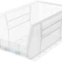 Akro-Mils 30240 AkroBins Plastic Storage Bins, Space-Saving Stackable Bins for Garage, Pantry, Craft Organization, 15-Inch x 8-Inch x 7-Inch, Clear, 12-Pack