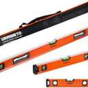 URASISTO 3-Piece Spirit Level Set, 12", 20", 40" Level Set with Magnetic Torpedo Level, 45/90/180Bubbles Measuring, Aluminium Alloy Levels with Carrying Bag