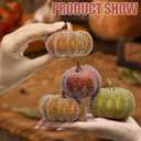 Glitter Mini Pumpkin Decor Indoor 22PCS Halloween Pumpkins for Fall Decorations for Home Fall Centerpieces for Tables Outdoor Harvest Thanksgiving Party/Acorns Autumn Fillers Decor (20 Pcs Green Yellow Orange Pinecones Set)