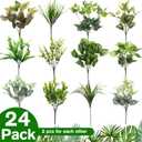 Cindeer 24 Pcs Artificial Flowers Planters for Outdoors, UV Resistant Faux Fake Greenery Plastic Plants Outdoor Indoor for Spring Summer Decors Wedding