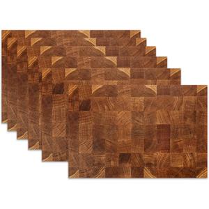 Placemats Set of 6,Retro Wood Linen Table Mats Honey Oak Texture Heat Resistant Place Mats Washable Dining Table Mats for Indoor Outdoor Kitchen Decor Easy Clean 12 x 18 Inch