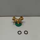 Triumpeek Brass Garden Hose Splitter, 3/4 Inch 2-Way Y Brass Hose Connector with O-ring Washers & Tape (1 Pack)