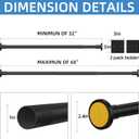 CorkLatta Matte Black Shower Curtain Rod,1 Inch Diameter Stainless Steel Adjustable Spring Tension Rods 32 to 68",with Holders,Anti-Slip,Curtain Rods No Drilling(1 Pack)