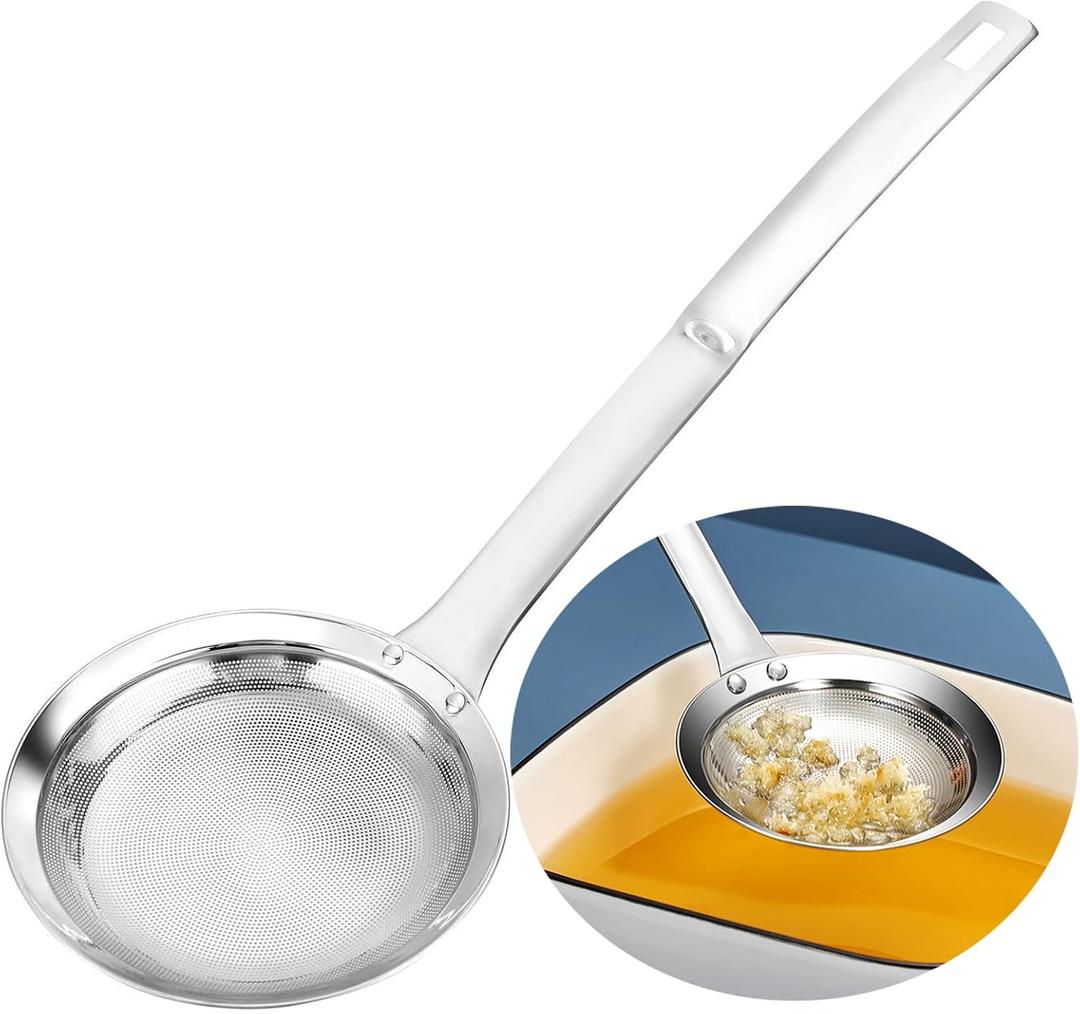 TBWHL Multifunctional Hot Pot Fat Skimmer Spoon  Stainless Steel Fine Mesh Food Strainer for Skimming Grease and Foam DIA 4.4"