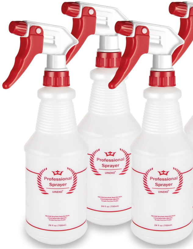 Plastic Spray Bottle (3 Pack, 24 Oz, All-Purpose) Heavy Duty Spraying Bottles Leak Proof Mist Empty Water Bottle for Cleaning Solution Planting Pet with Adjustable Nozzle and Measurements (24 Oz, 3 Pack)
