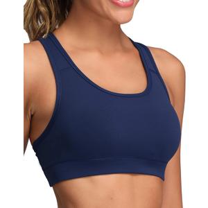 Oalka Women's Racerback Sports Fitness Support Workout Running Bras (Medium, Navy Blue)