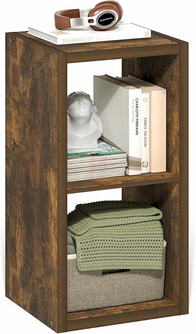 Furinno Cubicle 2-Cube Book Shelf, Extra Thick Frame Bookshelf, Amber Pine