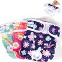 Pet Soft Washable Female Diapers (3 Pack) Female Dog Diapers, Comfort Reusable Doggy Diapers for Girl Dog in Period Heat (Bloom, S) (10''-14'')