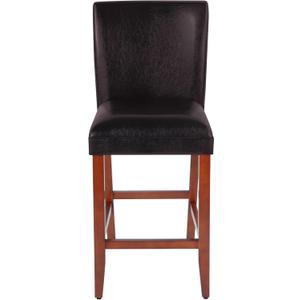HomePop Home Decor Classic Counter Height Bar Stool, Set of 1, 29 Inch, Faux Leather Upholstered, Decorative Home Furniture, Dark Brown Faux Leather