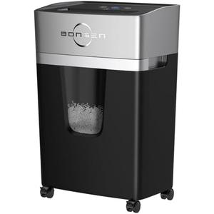 BONSEN 12-Sheet Micro Cut Paper Shredder for Home Office Use, High Security Level P-4/55 dB Ultra-Quiet / 40-Minutes Shredding Shreds Credit Card/Staples, 5.3 Gallons Pullout Bin (S3106)