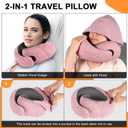 Travel Pillow - Hooded Neck Pillow Airplane Memory Foam Filling for Plane, Cars Sleeping, Road Trip, Long Flights, Portable Plane Accessories, Includes Eye Mask & Earplugs (Red)