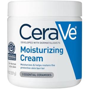 CeraVe Moisturizing Cream, Body and Face Moisturizer for Dry Skin, Body Cream with Hyaluronic Acid and Ceramides, Daily Moisturizer, Oil-Free, Fragrance Free, Non-Comedogenic, 19 Ounce