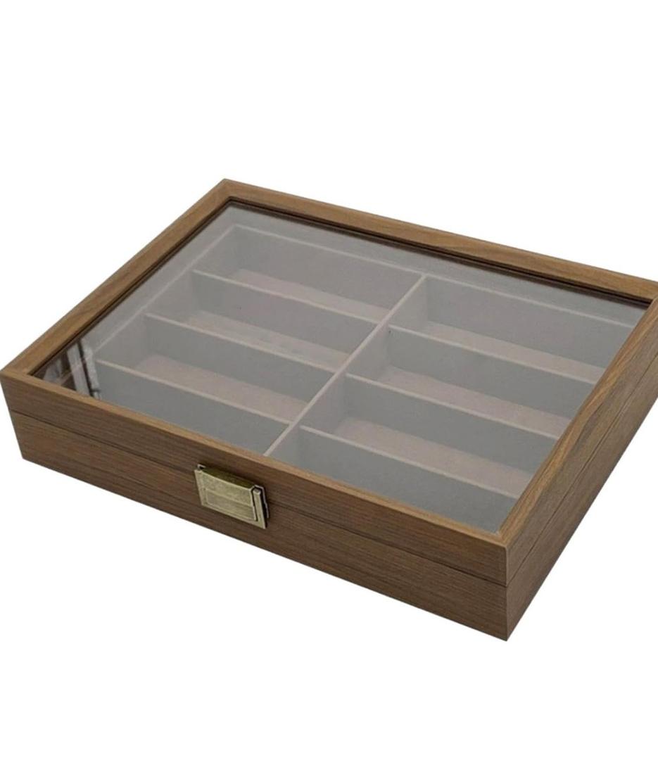 : FashionCha
Wooden Sunglasses Organizer Box 8 Slots Eyewear Storage Container for Home Brown
