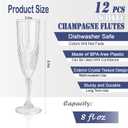 12 Pcs Plastic Champagne Flutes,White Champagne Glasses Bulk, Made of Durable Plastic Material Can be Used for Weddings, Everyday Fun Parties and More!