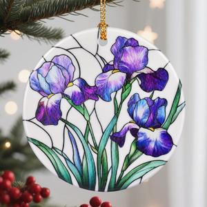 Christmas Ornaments, Flower Ornament, Christmas Tree Ornaments, Xmas Decorations, Holiday Decorations, Gifts for Flower Lovers, Holiday Party Gifts, and Xmas Gift Ideas - Iris Flowers