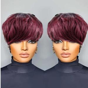 Pixie Cut Wig Human Hair Short Pixie Cut Wigs for Black WomenHuman Hair Glueless Pixie Wig Short Layered Brazilian Virgin Human Hair Wigs For Women Color T1B99J